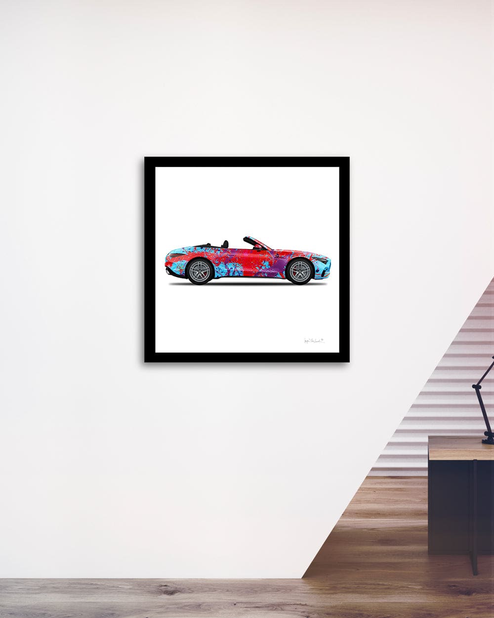 Dancing Queen Car Print Canvas installed on white wall 2nd within frame