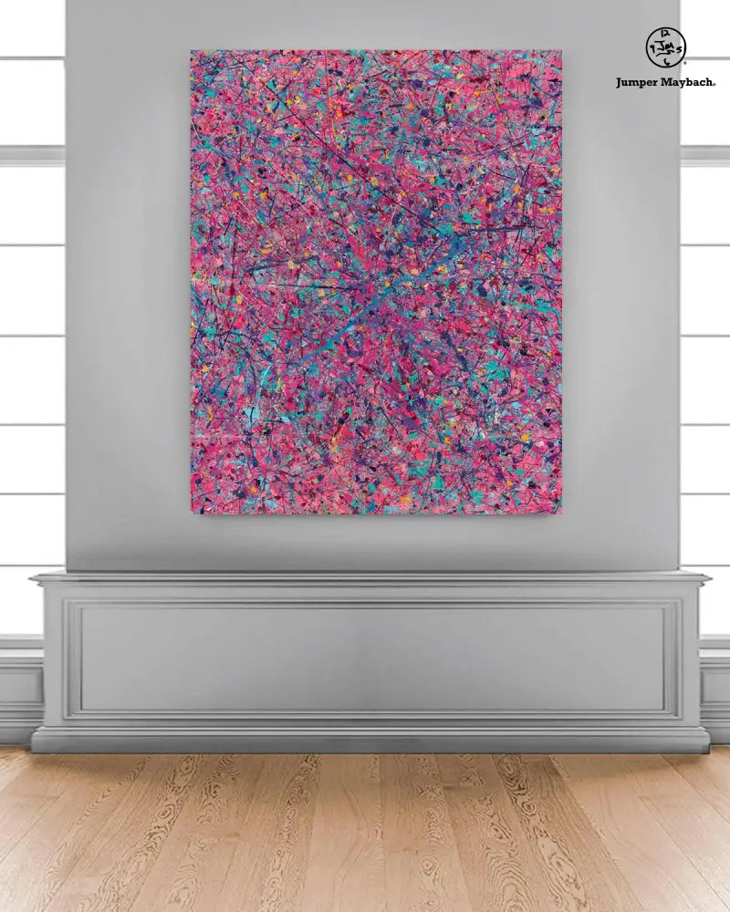 Vertical view of Jumper Maybach's original quantum analysis artwork, featuring vibrant abstract shapes and intricate details.