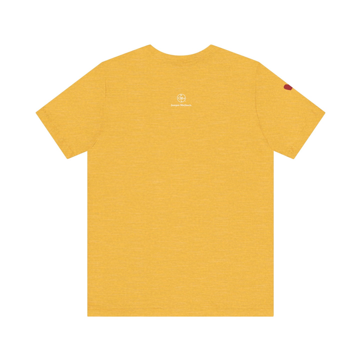 Yellow t-shirt with a small logo on the chest area against a white background
