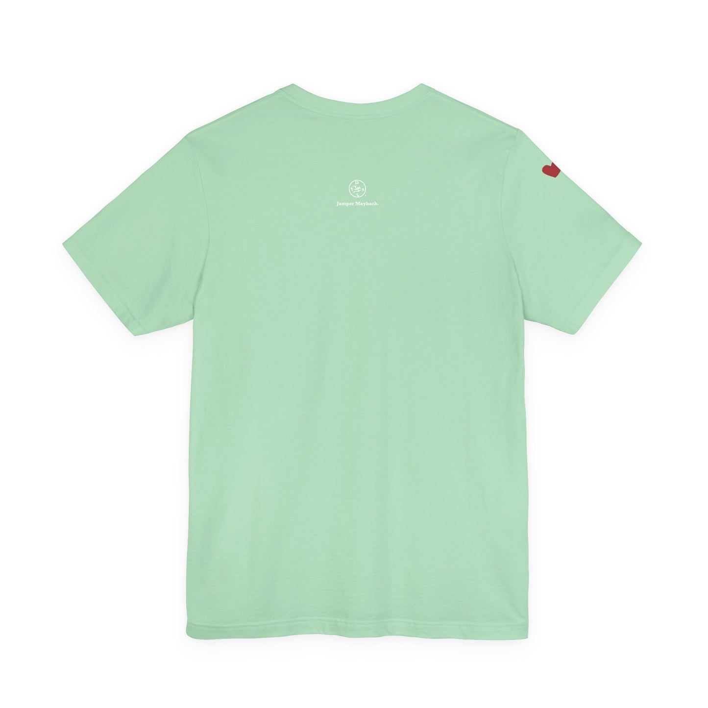Light green t-shirt with a small logo on the back against a white background