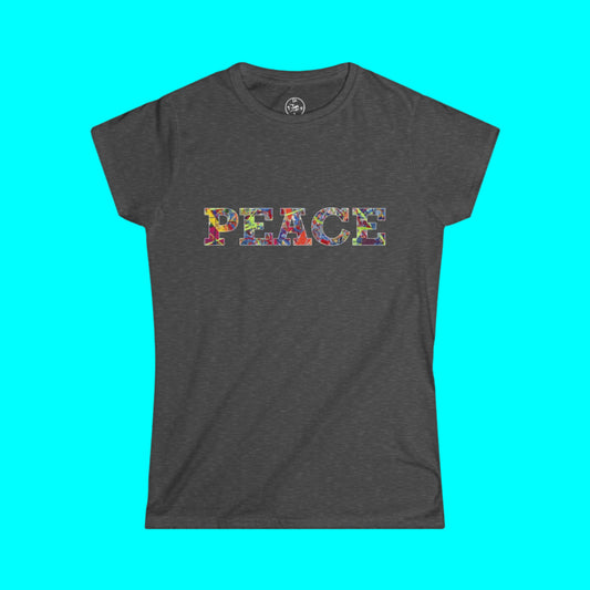 Jumper Maybach®'s Infinite Candy Quasar "PEACE" Women's Softstyle Tee - Jumper Maybach