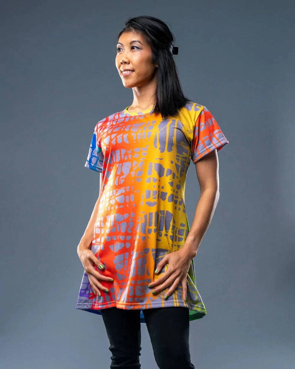 Inspired by Jumper Maybach’s original, iconic artwork "Dark Matrix”
Celebrate Pride month by wearing the rainbow!
6oz Jersey Knit - Poly Fabric
All over print
CusRainbow Matrix, the T-Shirt Dress by Jumper Maybach®DressesMWWJumper Maybach
