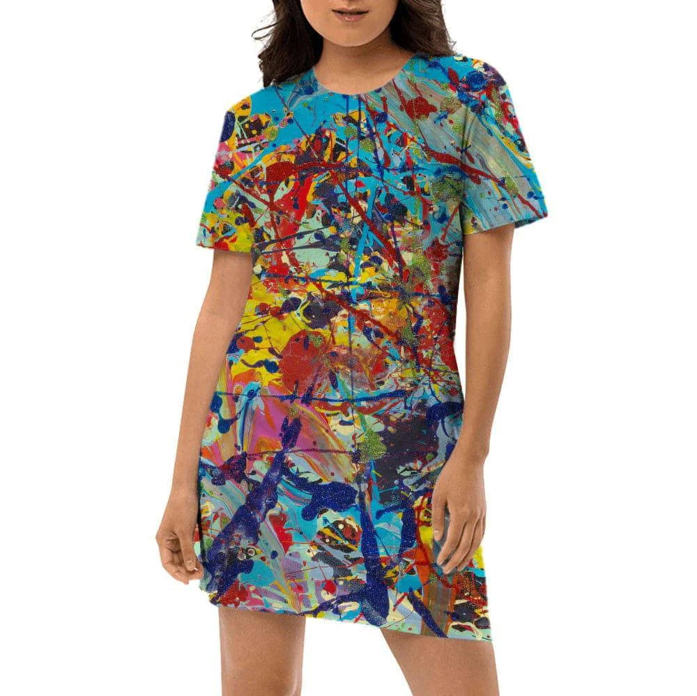 Inspired by Jumper Maybach’s original, iconic artwork "Taffy Galaxy"
6oz Jersey Knit - Poly Fabric
All over print
Custom cut and sewn
Ribbed crewneck
Lower rear dTaffy Galaxy, the T-Shirt Dress by Jumper Maybach®DressesMWWJumper Maybach