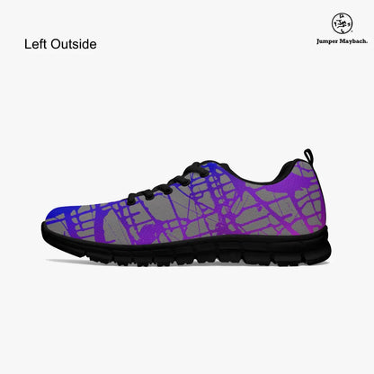 Colorful Rainbow Matrix athletic sneakers by Jumper Maybach® featuring vibrant design, casual sport style, suitable for men and women.