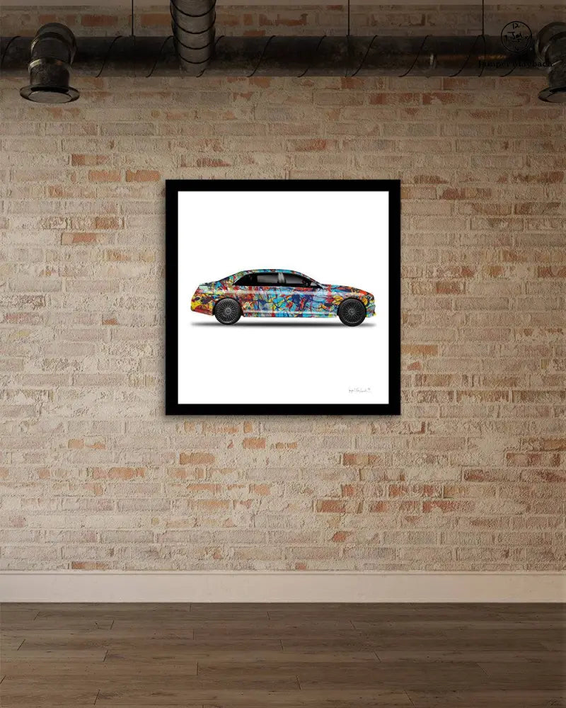Print of Taffy Galaxy Whew Car by Jumper Maybach on paper, featuring a colorful, cosmic-themed car illustration.