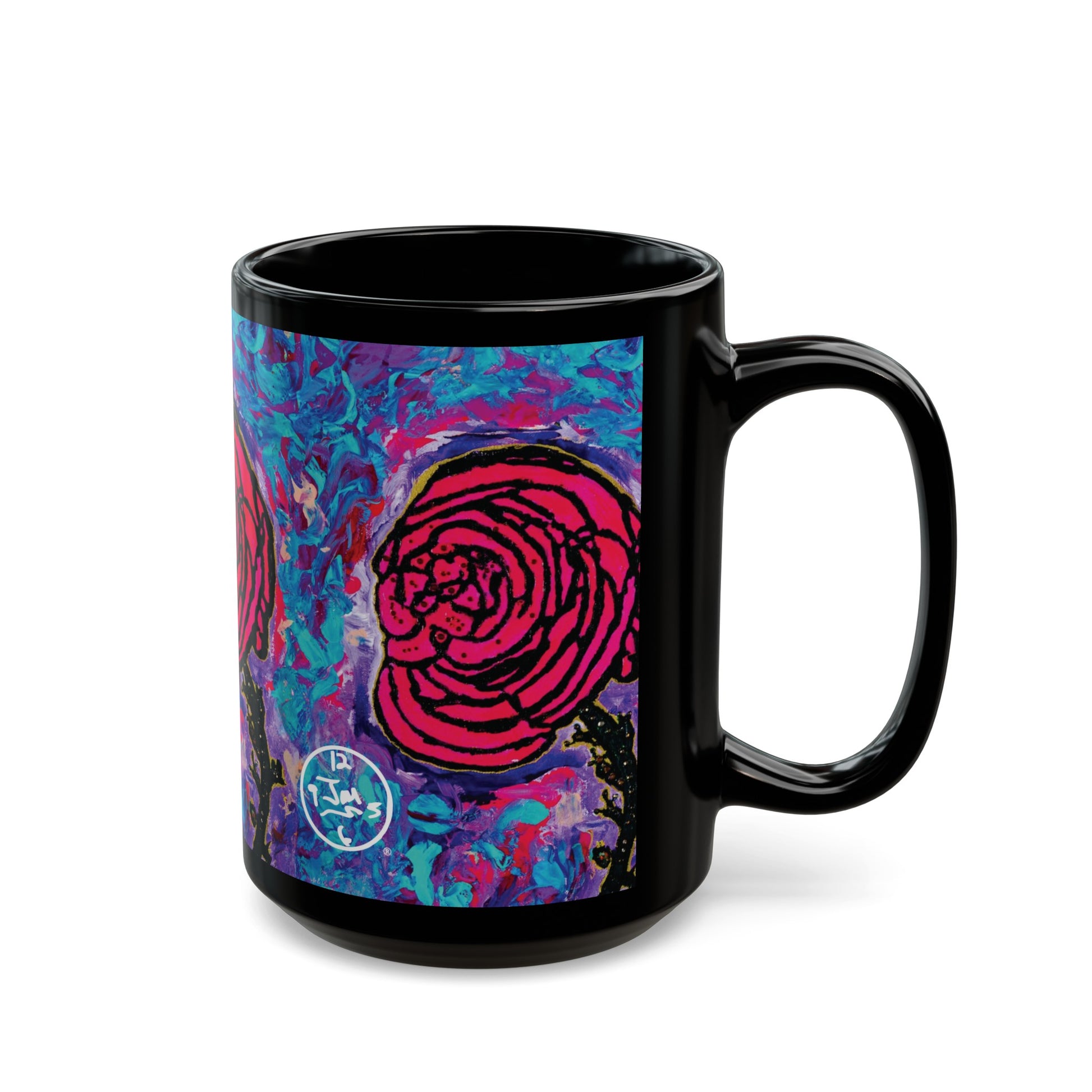 Cotton Candy Rose 15oz Black Mug by Jumper Maybach® - Jumper Maybach