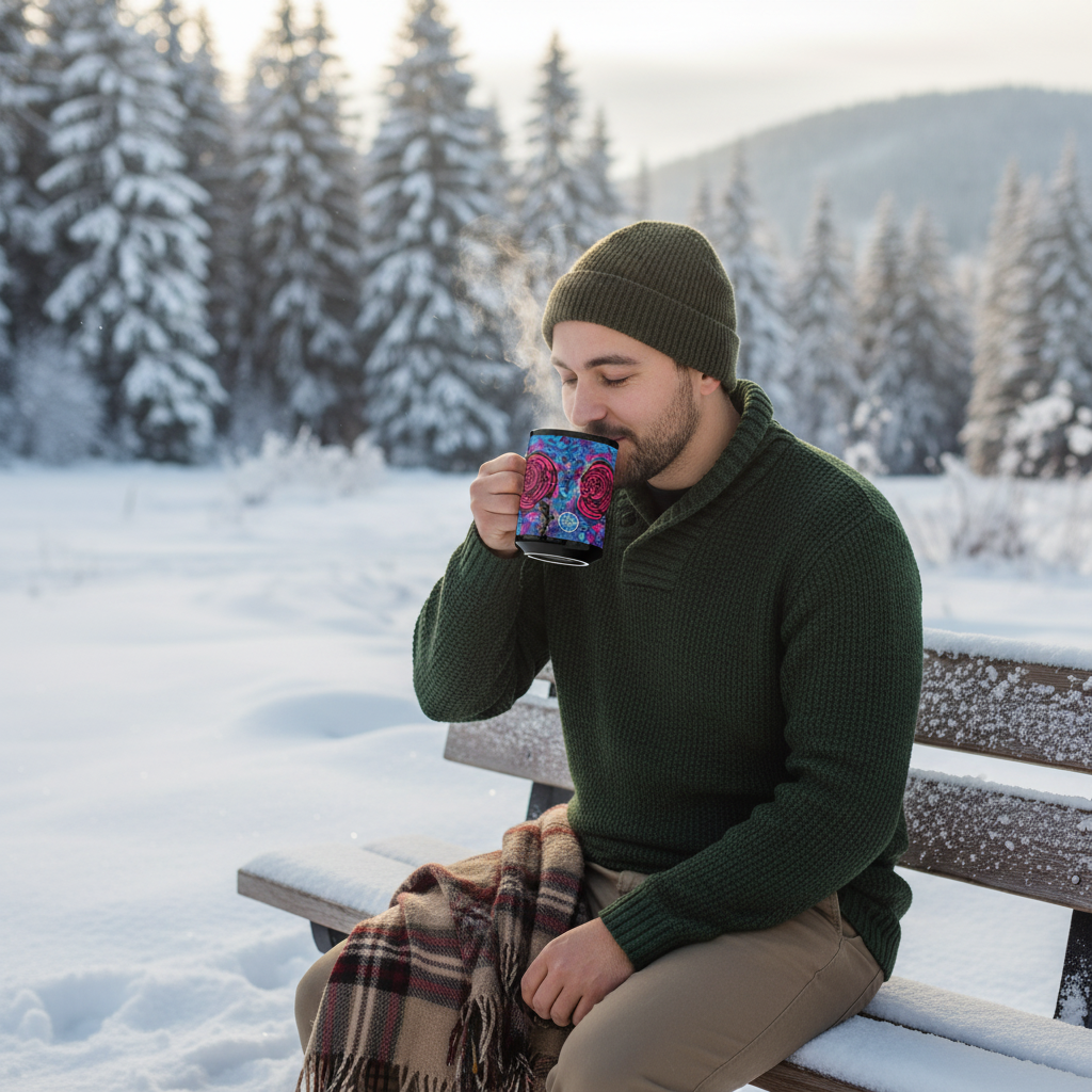 Cotton Candy Rose 15oz Black Mug by Jumper Maybach® - Jumper Maybach