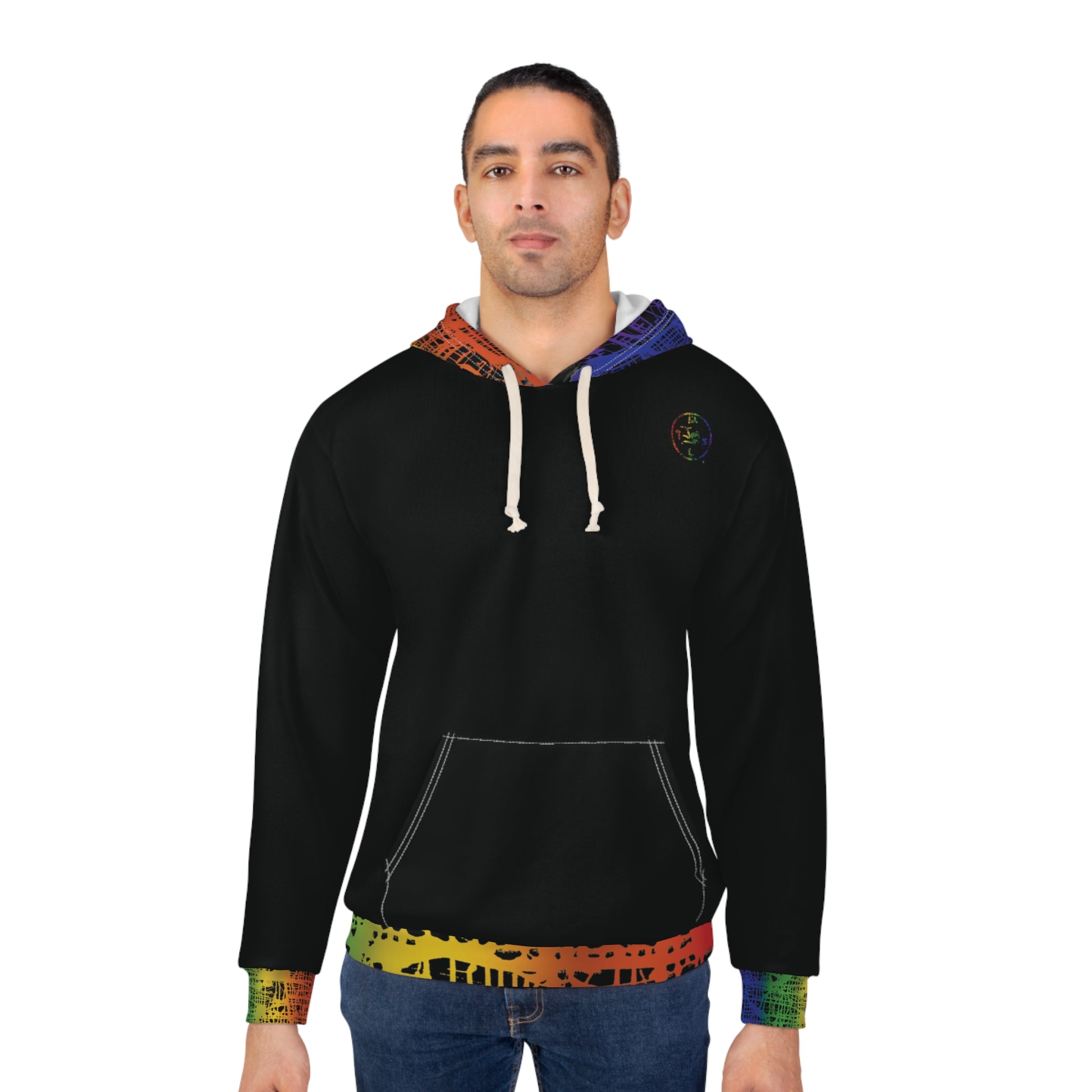 Rainbow Matrix trimmed UNISEX Pullover Hoodie by Jumper Maybach® - Jumper Maybach