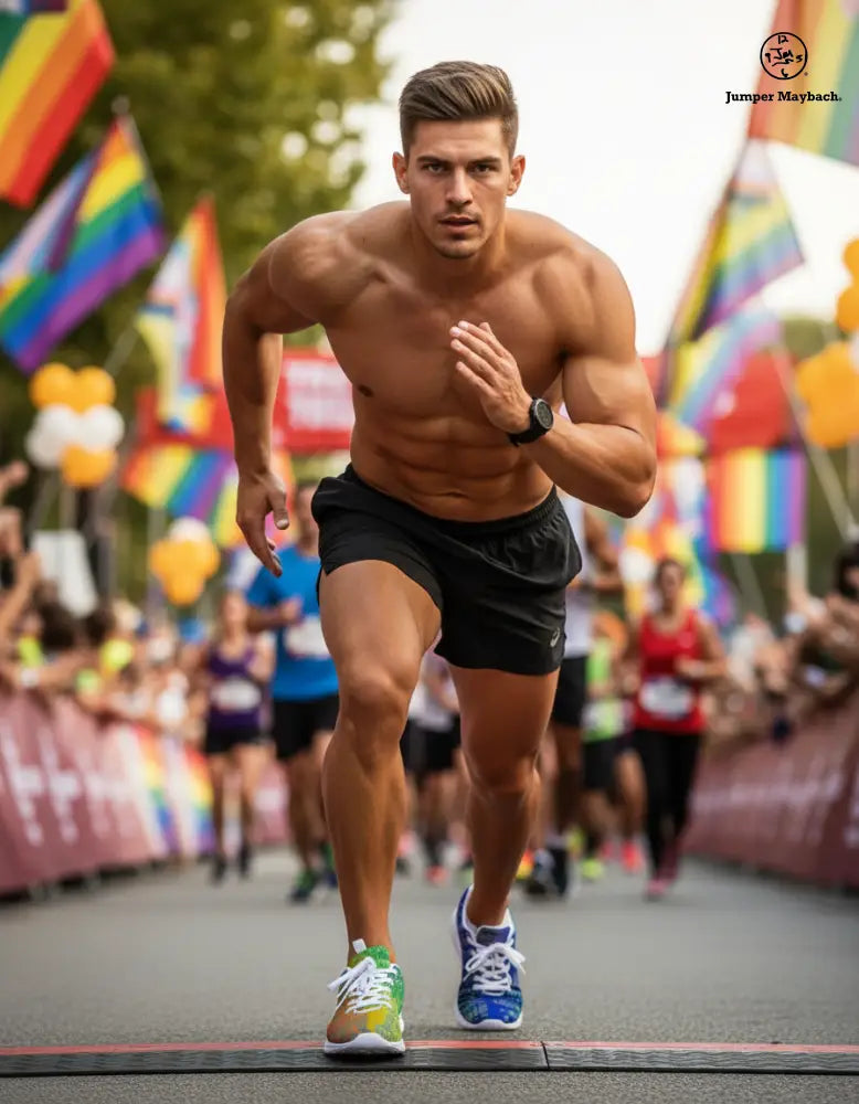 Rainbow Matrix athletic sneakers by Jumper Maybach® featuring vibrant rainbow-colored design and sporty silhouette.