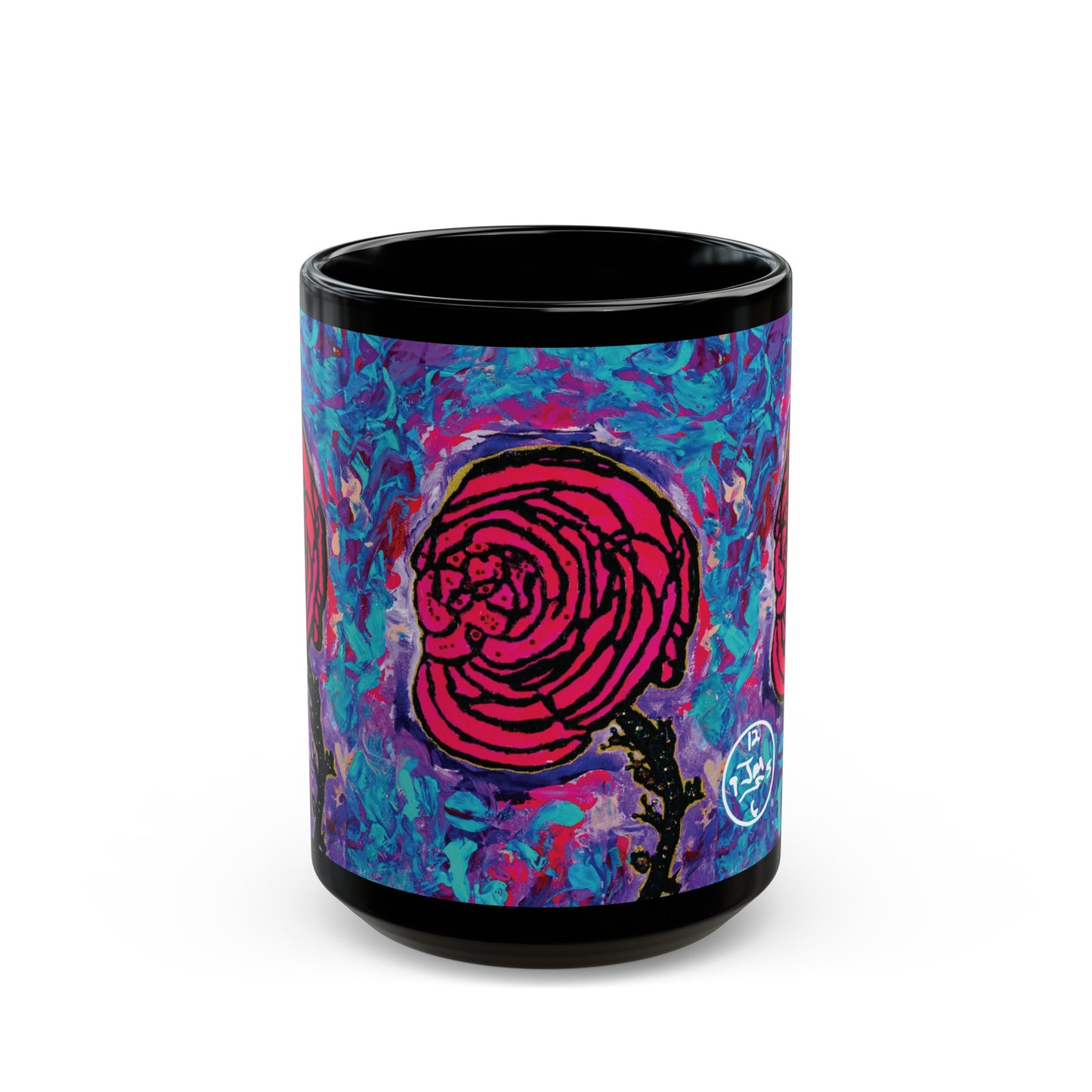 Cotton Candy Rose 15oz Black Mug by Jumper Maybach® - Jumper Maybach
