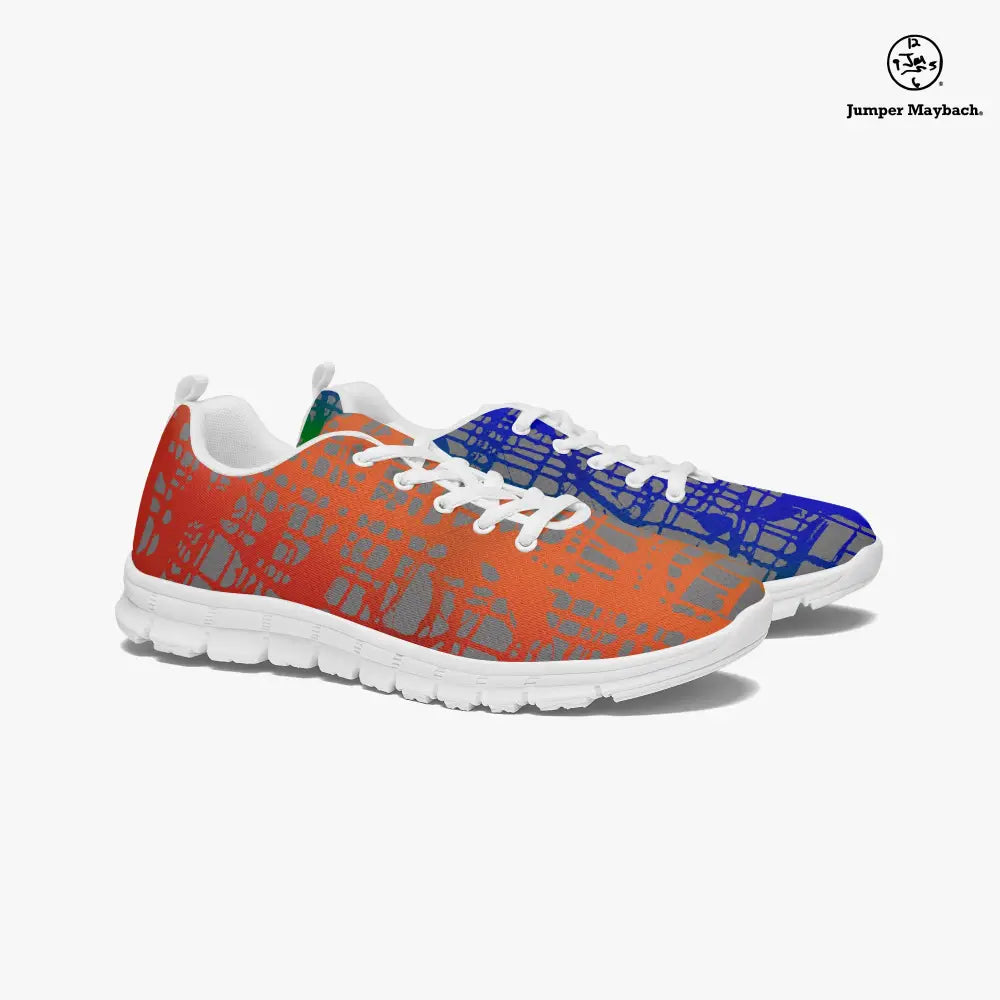 Rainbow Matrix athletic sneakers by Jumper Maybach® featuring vibrant rainbow-colored design and sporty silhouette.