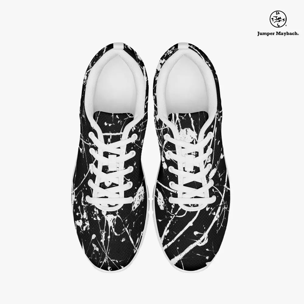 Aliens on the Moon athletic sneakers by Jumper Maybach for men and women, featuring space-themed alien designs.