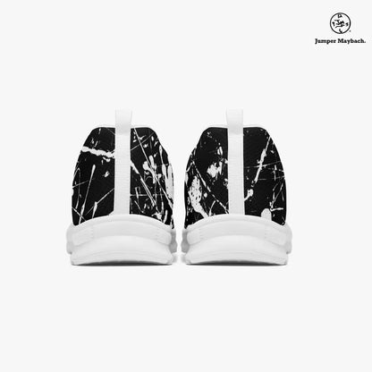 Aliens on the Moon athletic sneakers by Jumper Maybach, featuring space-themed design in black and vibrant colors for men and women.