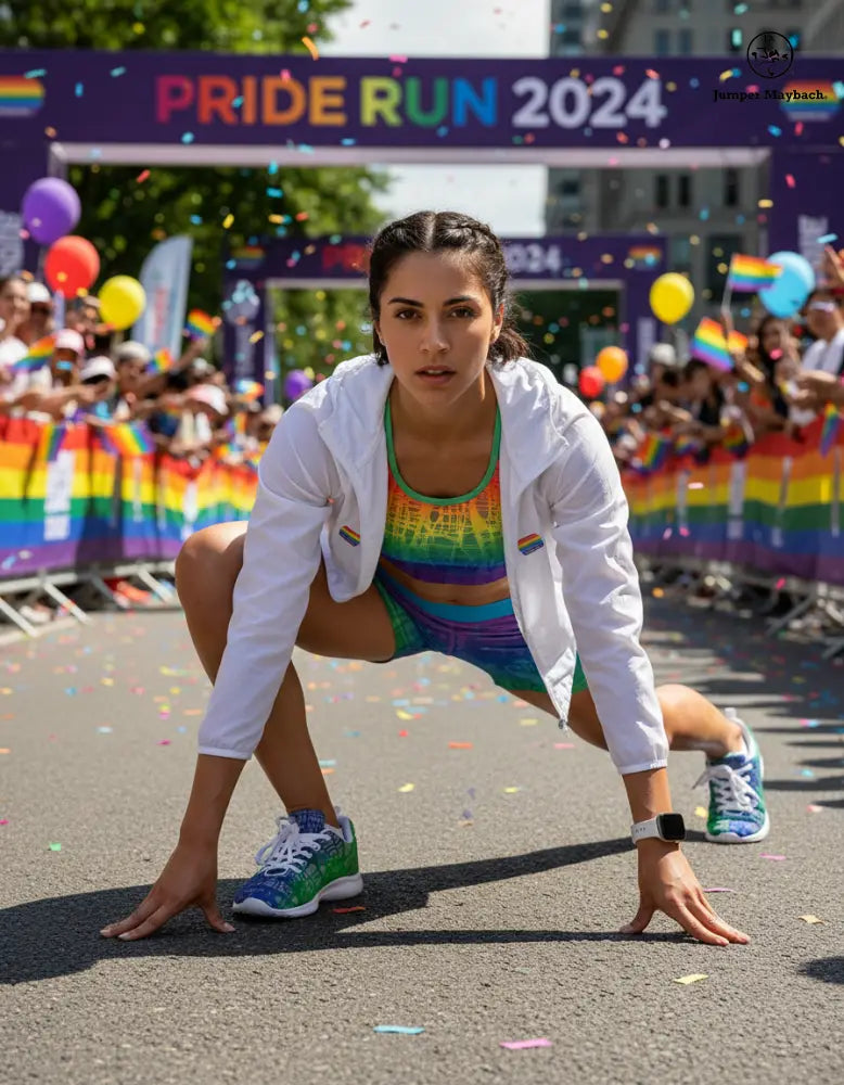Rainbow Matrix athletic sneakers by Jumper Maybach® featuring vibrant rainbow-colored design and comfortable sneaker style.