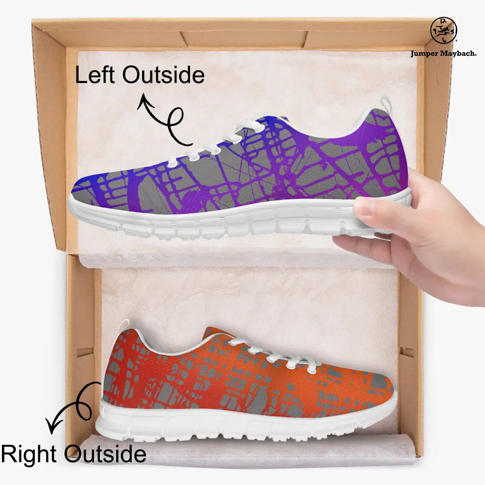 Colorful Rainbow Matrix Jumper Maybach athletic sneakers for men and women, featuring vibrant rainbow design and sporty style.