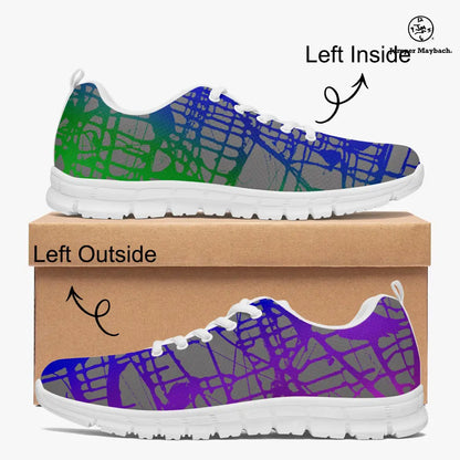 Rainbow Matrix athletic sneakers by Jumper Maybach, featuring a colorful design and sporty style for men and women.