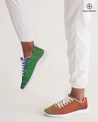 Rainbow Matrix athletic sneakers by Jumper Maybach® featuring vibrant multicolor design and sporty silhouette for men and women.