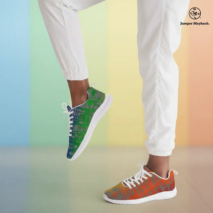 Rainbow Matrix athletic sneaker by Jumper Maybach® featuring vibrant rainbow-colored design and sporty sneaker style.