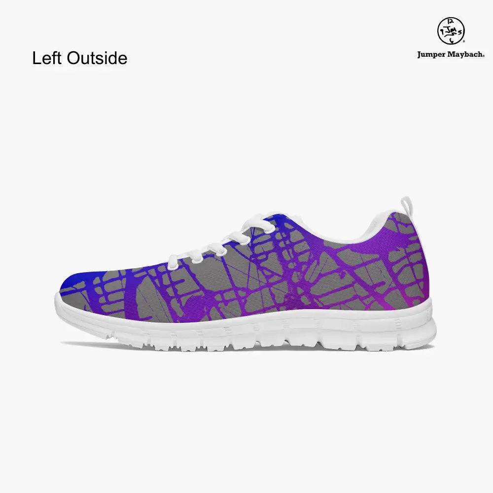Rainbow Matrix athletic sneakers by Jumper Maybach, featuring a vibrant rainbow design and sporty silhouette for men and women.