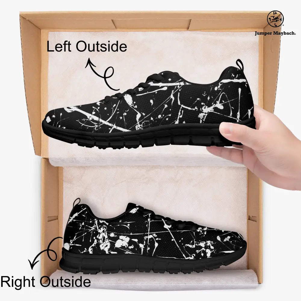Aliens on the Moon Jumper Maybach athletic sneakers by JetPrint Fulfillment, featuring space-themed design for men and women.