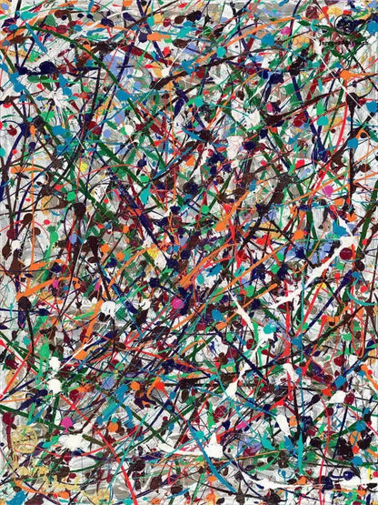 Original artwork titled Endless Asteroid Playground by Jumper Maybach, featuring a vibrant, abstract asteroid-themed painting.