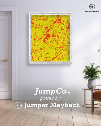 Print of "Aliens Among Us" by Jumper Maybach featuring a cosmic scene with alien figures in a white room setting.