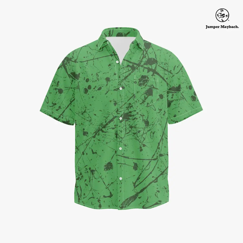 Plus size unisex forest-themed shirt featuring alien illustrations by Jumper Maybach® for men's casual wear.