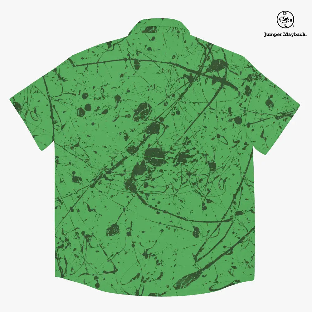 Unisex "Aliens in the Forest Resort" shirt by Jumper Maybach® featuring a forest scene with aliens, casual men's clothing style.