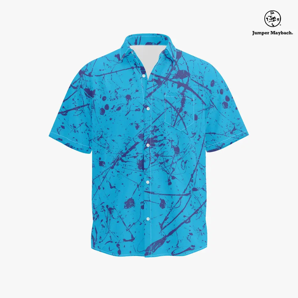 Plus size Aliens in the Ocean unisex resort shirt by Jumper Maybach, featuring ocean and alien-themed graphic, casual men's clothing.