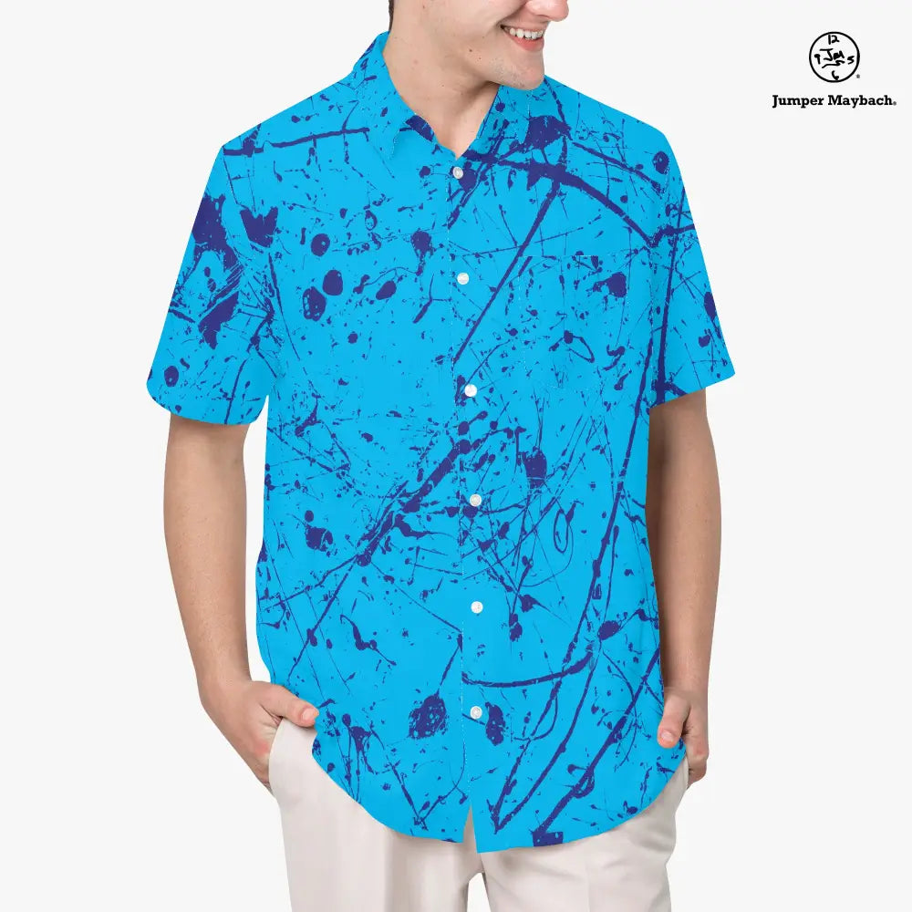 Aliens in the Ocean Resort unisex shirt by Jumper Maybach® featuring a colorful ocean and alien design, men's casual clothing.