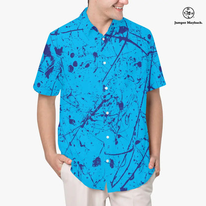 Aliens in the Ocean Resort unisex shirt by Jumper Maybach® featuring a colorful ocean and alien design, men's casual clothing.