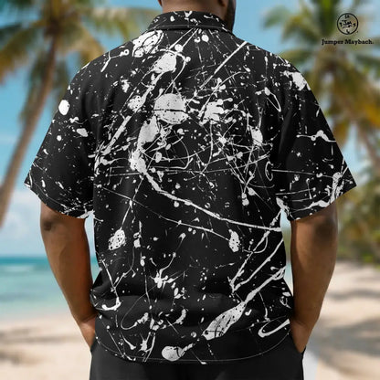 Plus size unisex Aliens on the Moon shirt by Jumper Maybach® featuring space alien illustrations on a men's resort T-shirt.