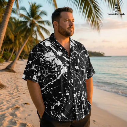Plus size Aliens on the Moon resort unisex shirt by Jumper Maybach® featuring cosmic alien graphic on men's clothing.