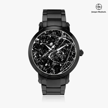 JetPrint Fulfillment Aliens on the Moon steel strap automatic watch by Jumper Maybach with moon phase indicators and stainless steel band.