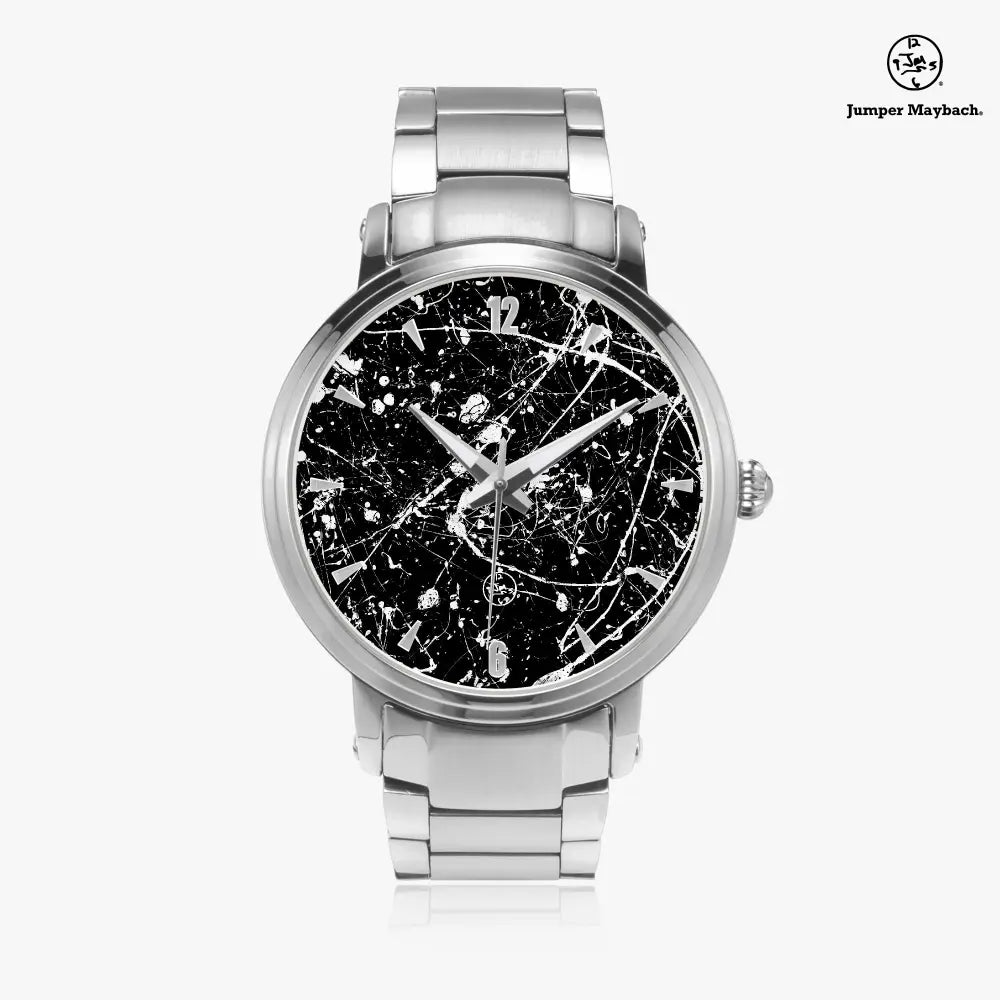 JetPrint Fulfillment Aliens on the Moon steel strap automatic watch with indicators, featuring a space-themed dial design.