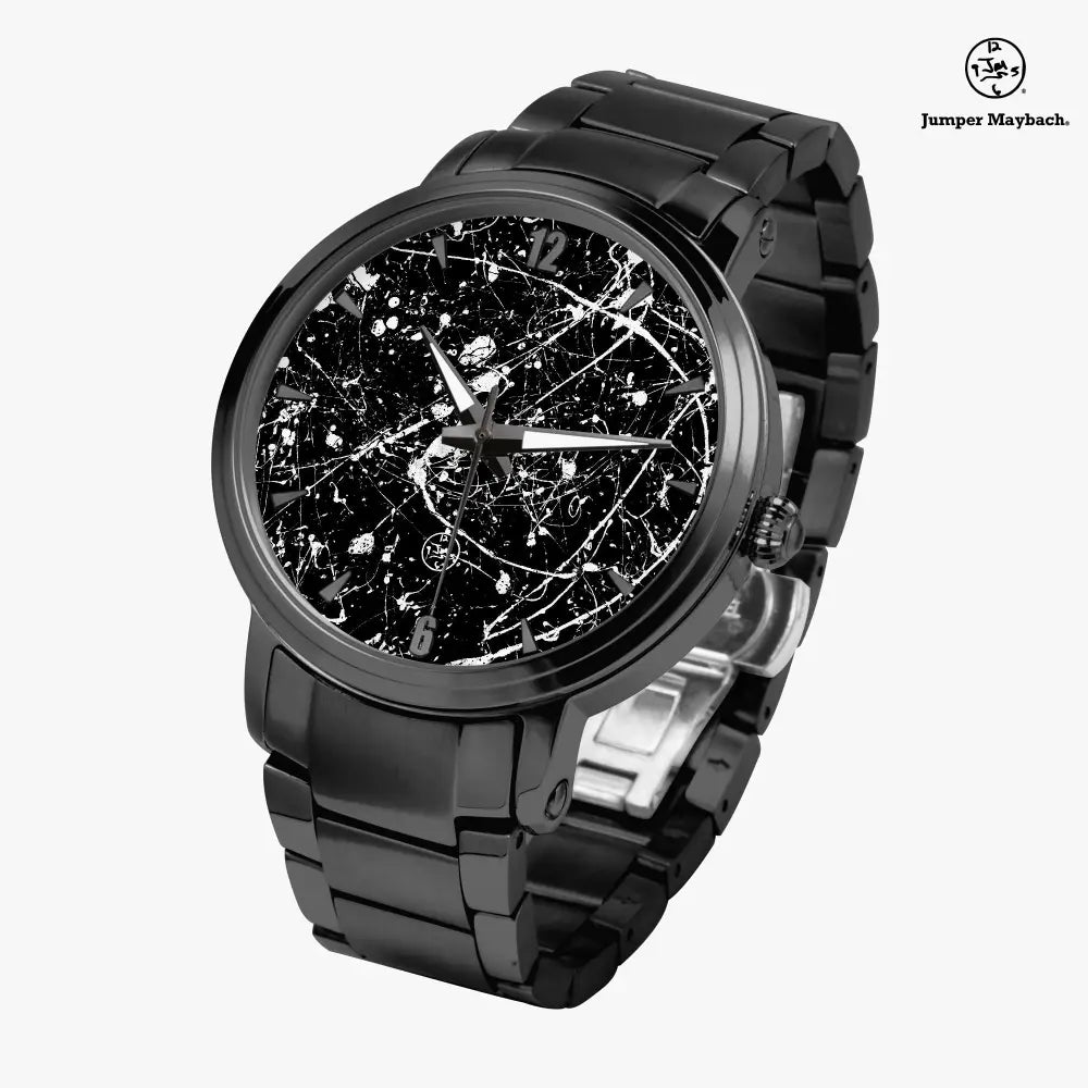 Aliens on the Moon Steel Strap Automatic Watch by Jumper Maybach with indicators, featuring a detailed space-themed dial.