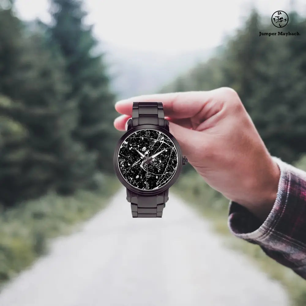 JetPrint Fulfillment steel strap watch featuring Aliens on the Moon design and automatic movement with indicators.