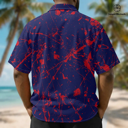 Plus size unisex Aliens on Venus resort shirt by Jumper Maybach, featuring colorful alien graphic on men's casual clothing