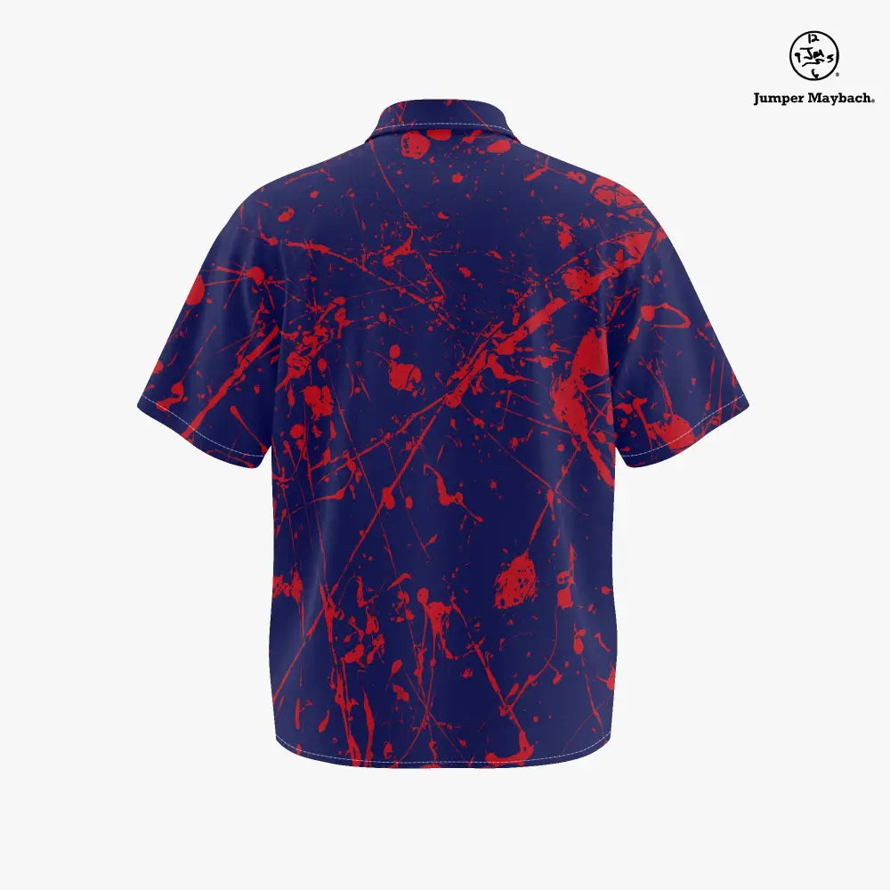 Plus size Aliens on Venus unisex resort shirt by Jumper Maybach, featuring vibrant alien graphic on men's casual clothing.
