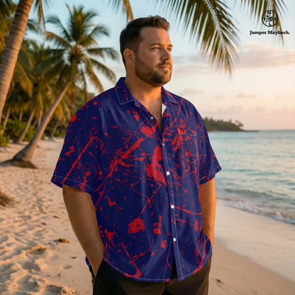 Plus size unisex "Aliens on Venus" resort shirt by Jumper Maybach, featuring vibrant alien and Venus imagery.