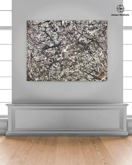 Horizontal artwork titled Arc of Ashes by Jumper Maybach, featuring a moody, abstract scene with dark tones and textured details.