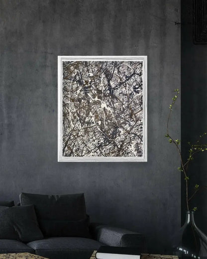 Print on paper titled Arc of Ashes by Jumper Maybach, featuring a detailed, artistic abstract design in shades of gray and black.