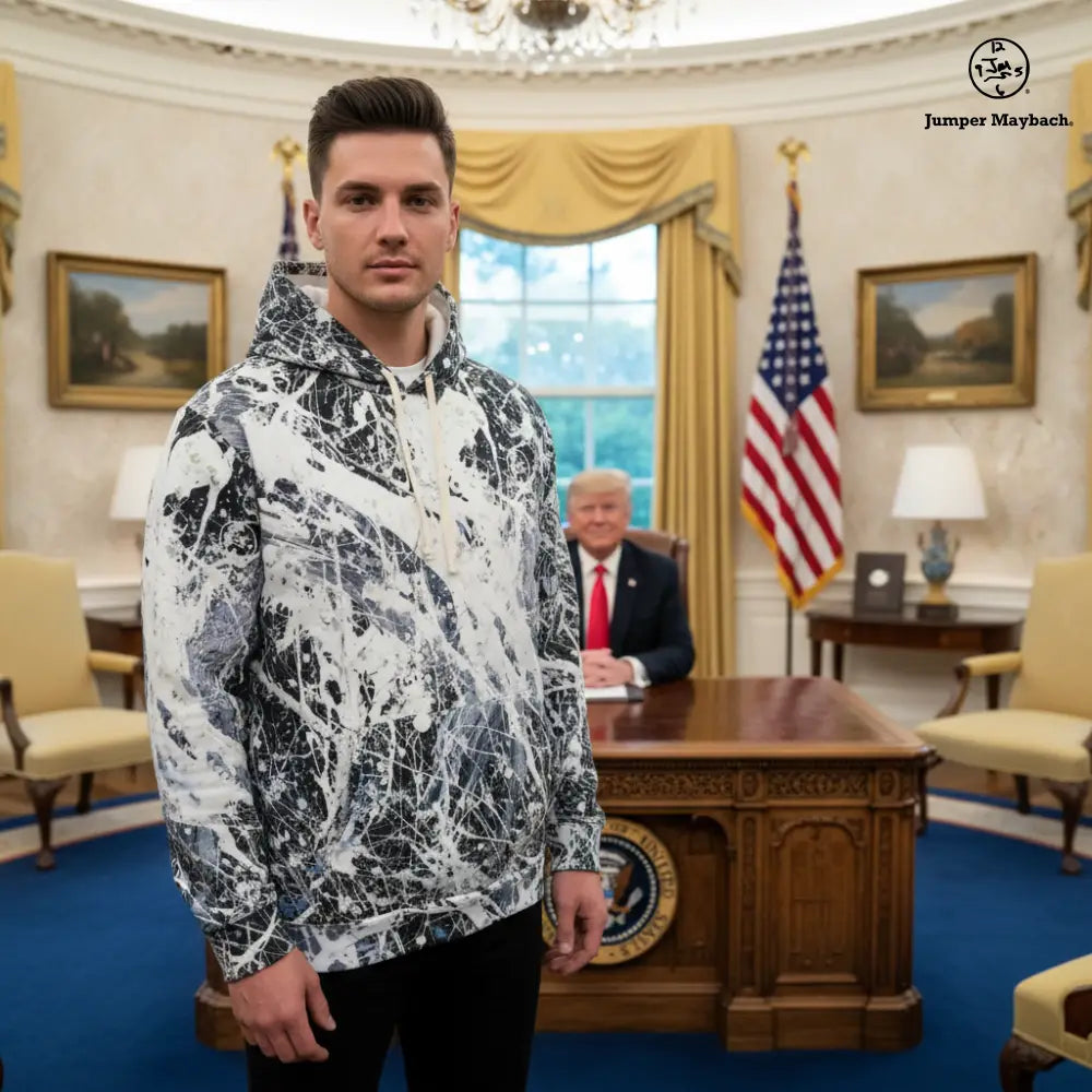 Unisex Jumper Maybach® Awakening all-over printed pullover hoodie with vibrant, artistic design on front and back.