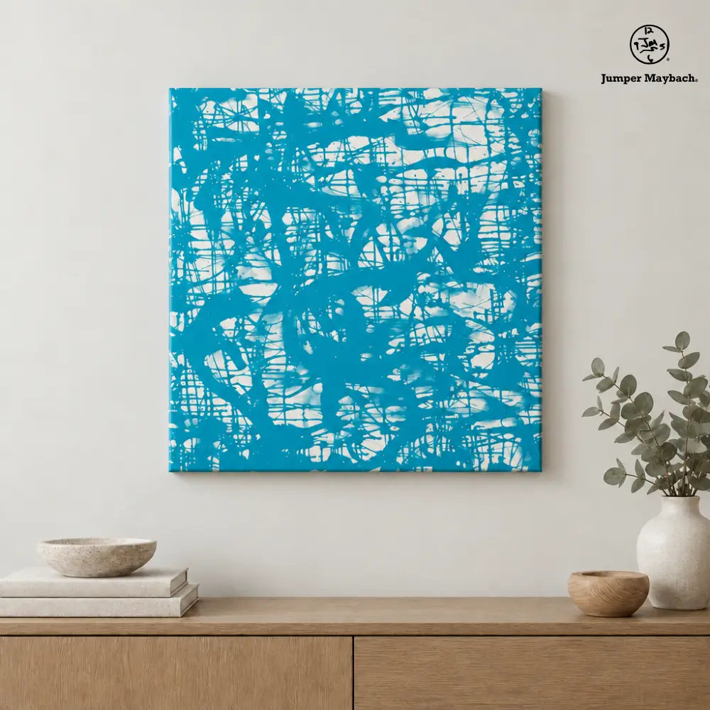Azure Awakening embellished square canvas - wall view