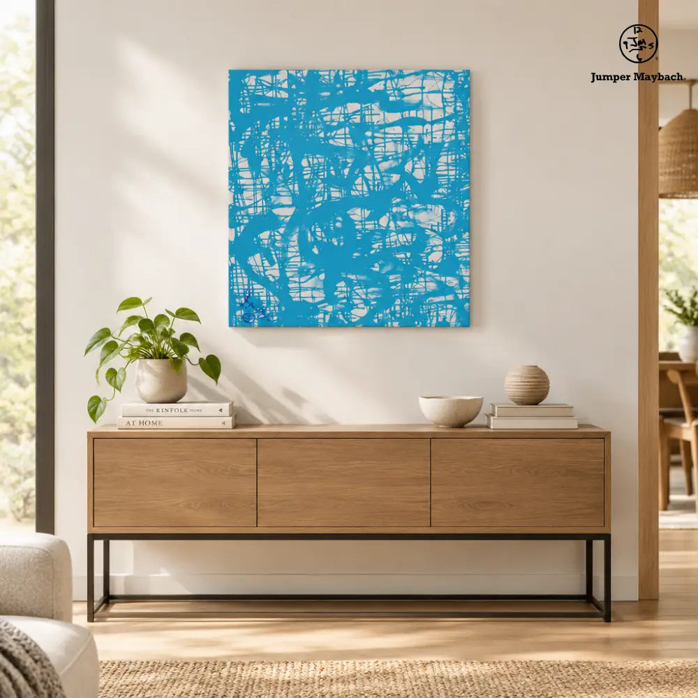 Azure Awakening (Print on Canvas) - living room vignette - Jumper Maybach Prints