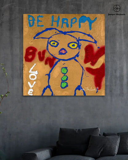 Be Happy Bunny (Print on Canvas) - Jumper Maybach Prints