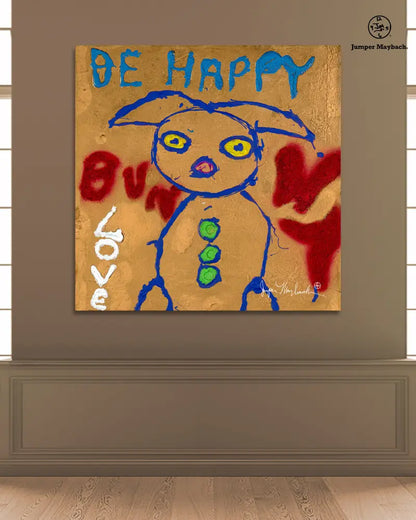 Be Happy Bunny (Print on Canvas) - Jumper Maybach Prints