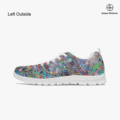 Boundless Beginnings athletic sneakers by Jumper Maybach for men and women, featuring a sleek, modern design in vibrant colors.