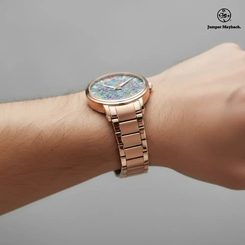 Side profile of Boundless Beginnings Steel Strap Automatic Watch by Jumper Maybach® with visible indicators and sleek steel strap.