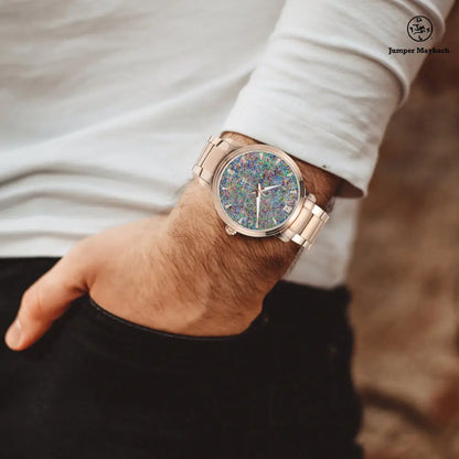 Steel strap automatic watch with indicators by Jumper Maybach®, featuring a sleek design and durable metal band